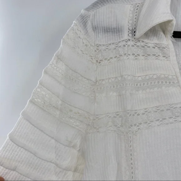 Free People NWT Set To Stun Tunic Top Long Sleeve V Neck Hi Low White Small New - Picture 3 of 7